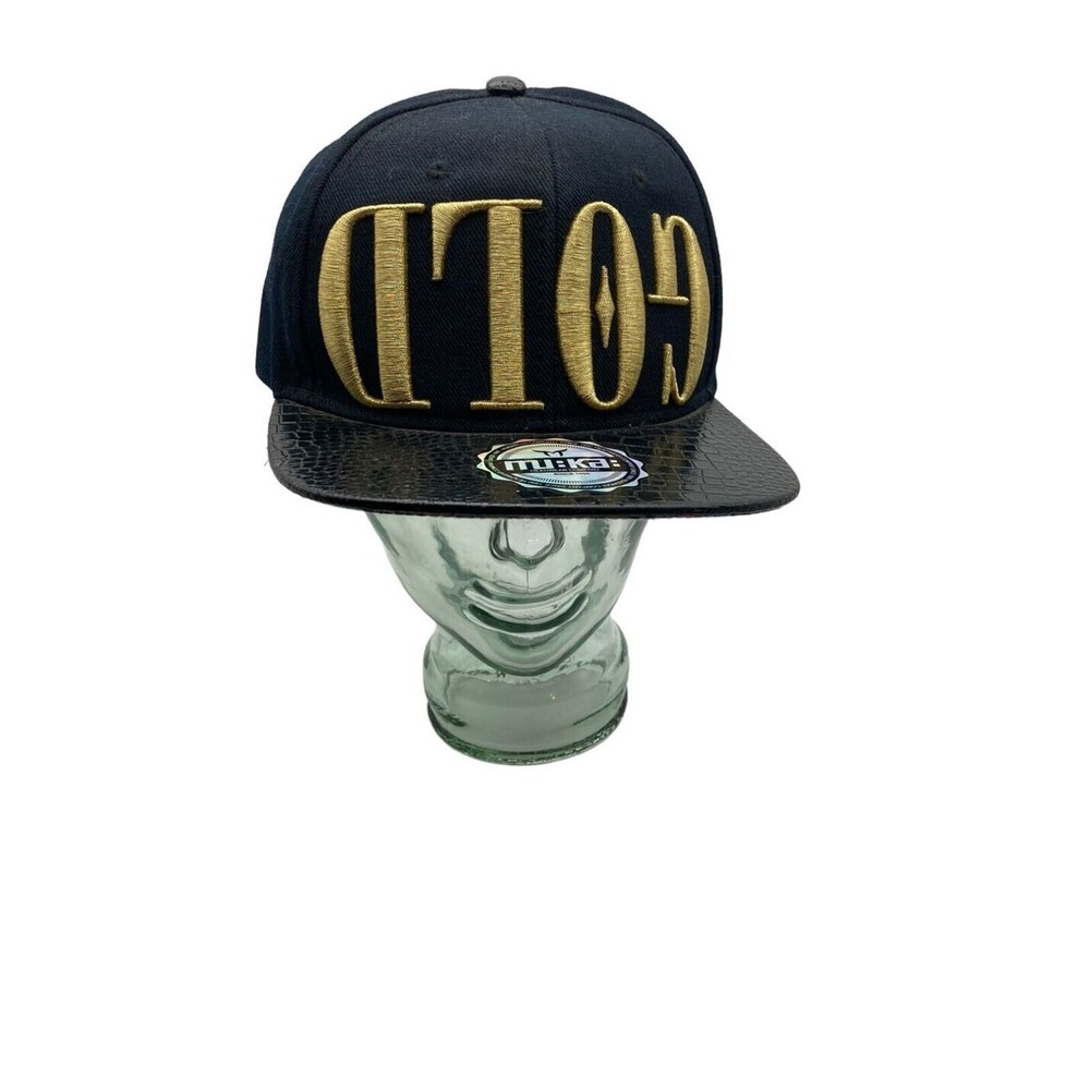 Muka Upside Down GOLD Logo Black Adjustable Snapback Hat Cap